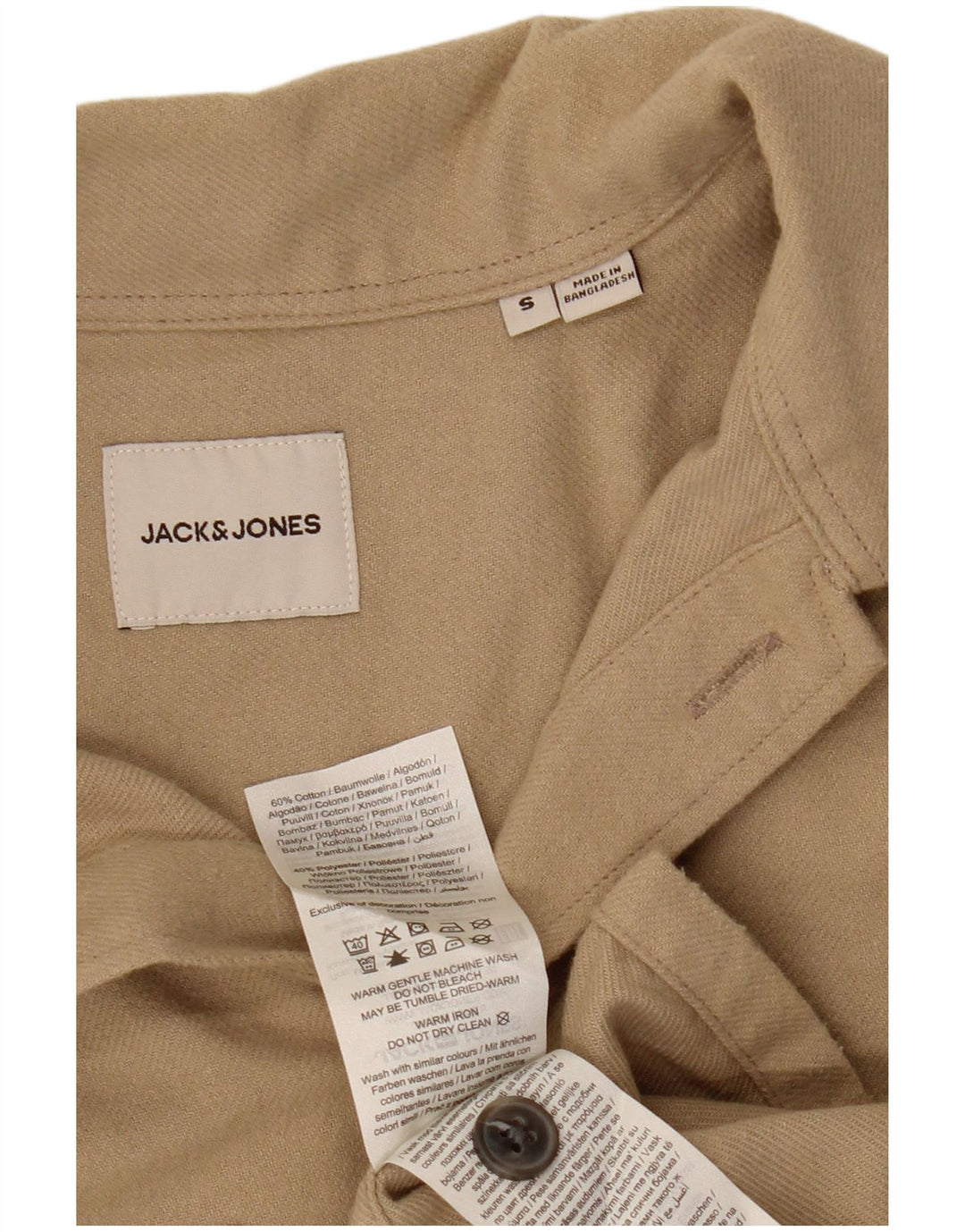JACK & JONES Chemise Flanelle Homme Small Beige Coton