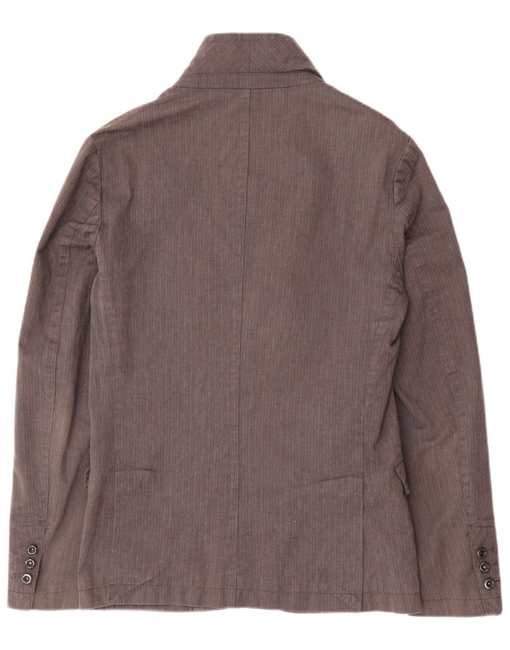 Zara Veste blazer à 2 boutons pour homme UK 36 Petit gris en coton à fines rayures