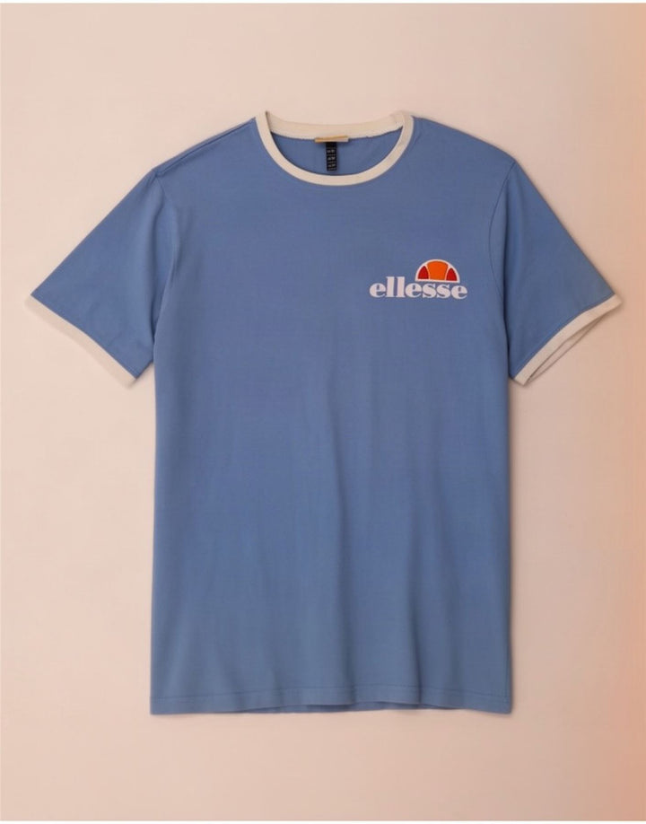 Ellesse T-Shirt Top Bleu Moyen Coton Homme
