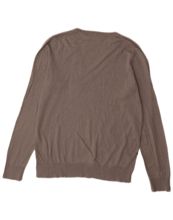 Massimo Dutti Pull col V pour femme UK 14 Gris moyen Soie