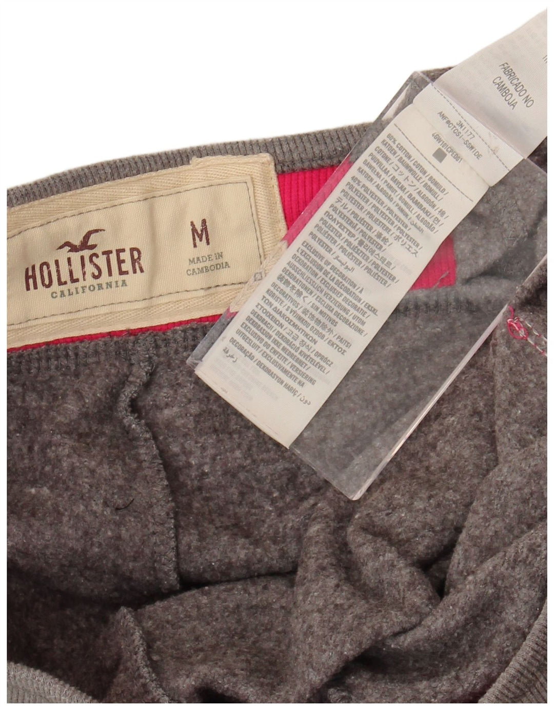 HOLLISTER Pantalon de survêtement graphique pour femme UK 14 Gris moyen Coton