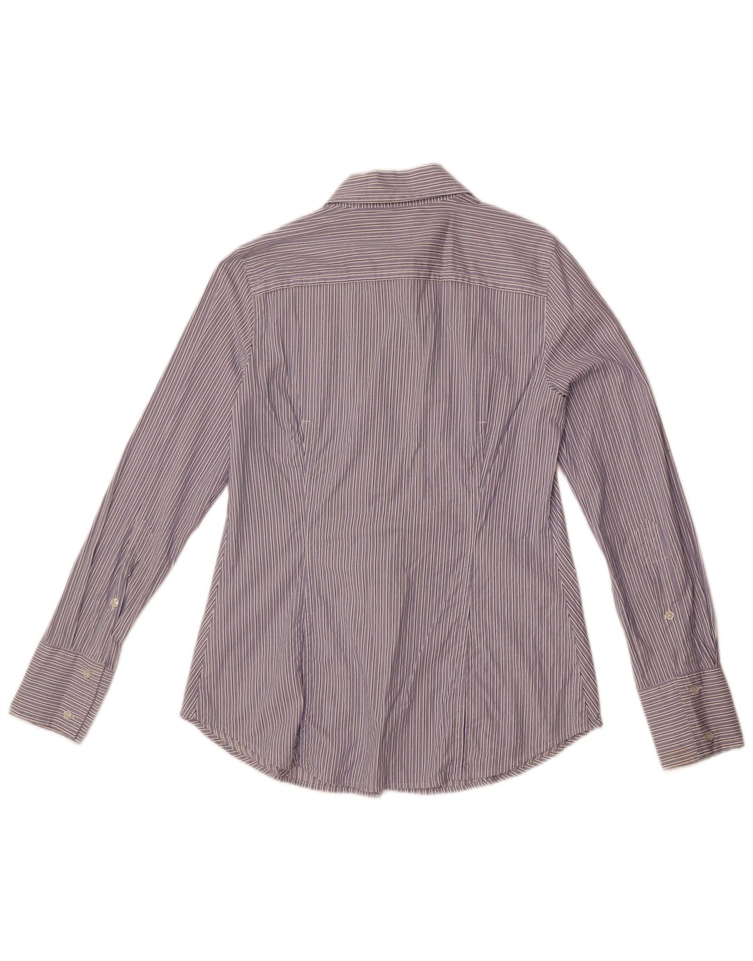 Benetton Chemise Femme UK 14 Coton Bleu Moyen à Fines Rayures