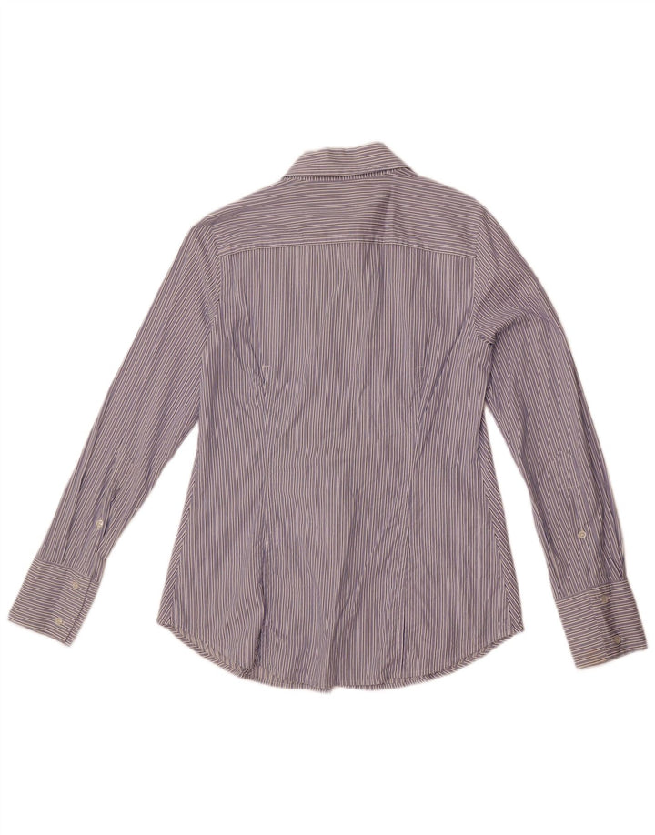 Benetton Chemise Femme UK 14 Coton Bleu Moyen à Fines Rayures