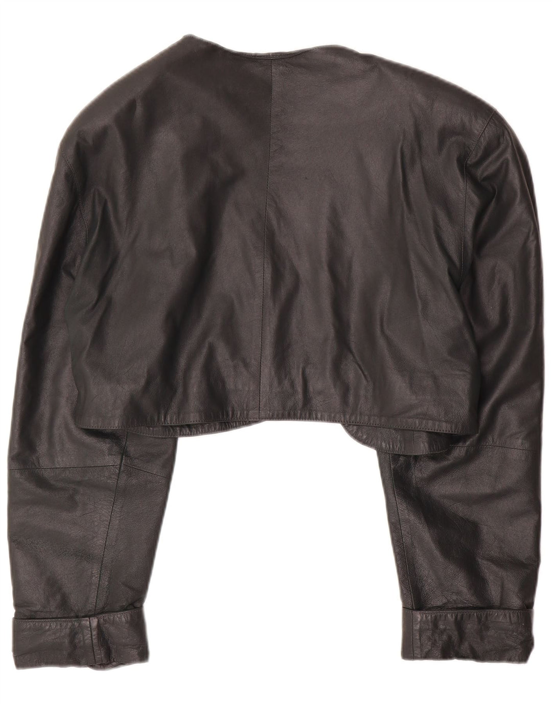 VINTAGE Veste boléro en cuir femme UK 14 Vert moyen