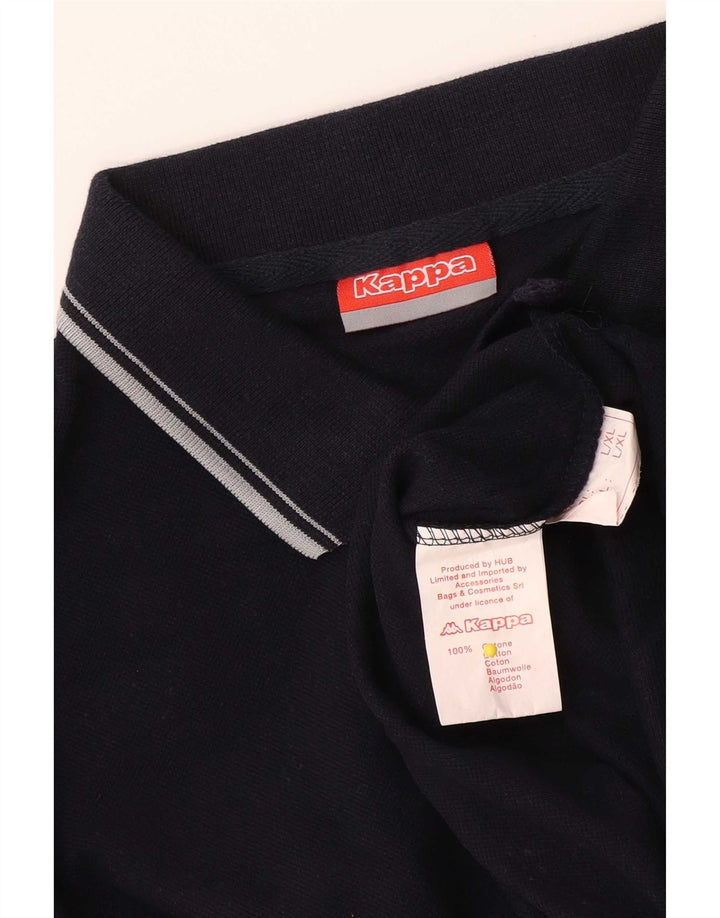 Kappa Polo Homme Large Bleu Marine Rayé Coton
