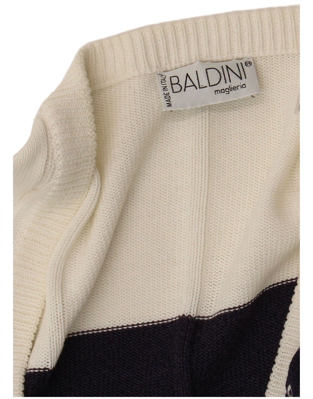 Baldini Womens Cardigan Sweater UK 16 Grand Blanc Rayé