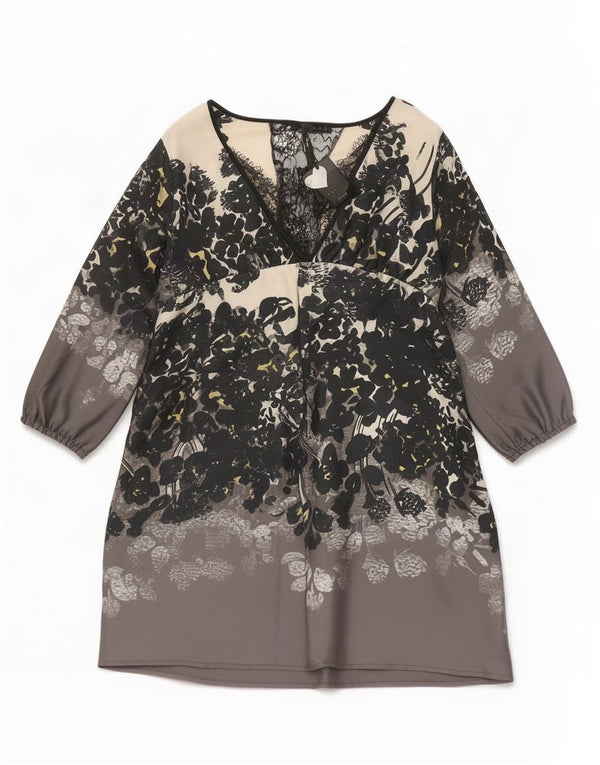 Twin-Set Robe Tunique Femme UK 18 XL Gris Floral Polyester