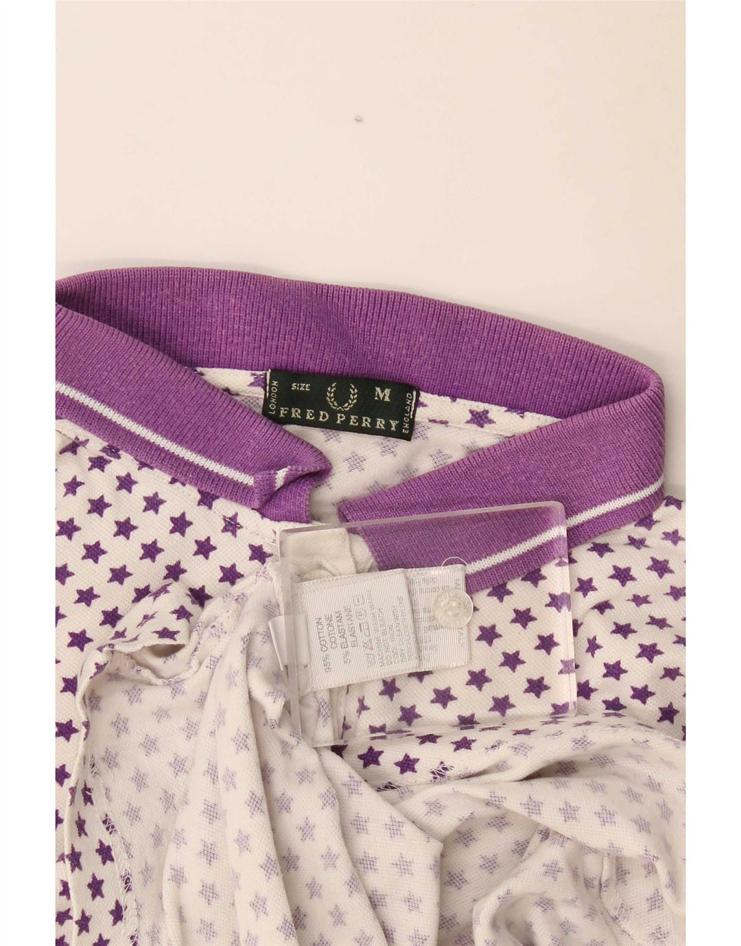 Fred Perry Polo Femme UK 12 Medium Blanc Spotted Coton