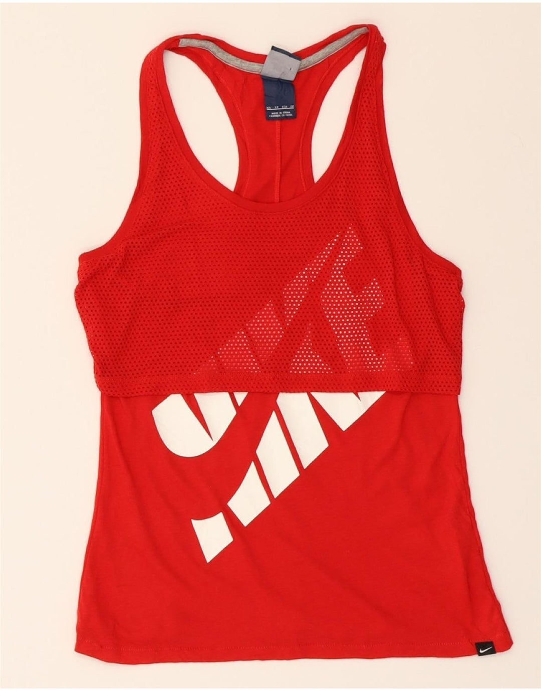 NIKE Womens Graphic Vest Top UK 6 XS Red Polyester Vintage Nike and Second-Hand Nike from Messina Hembry 