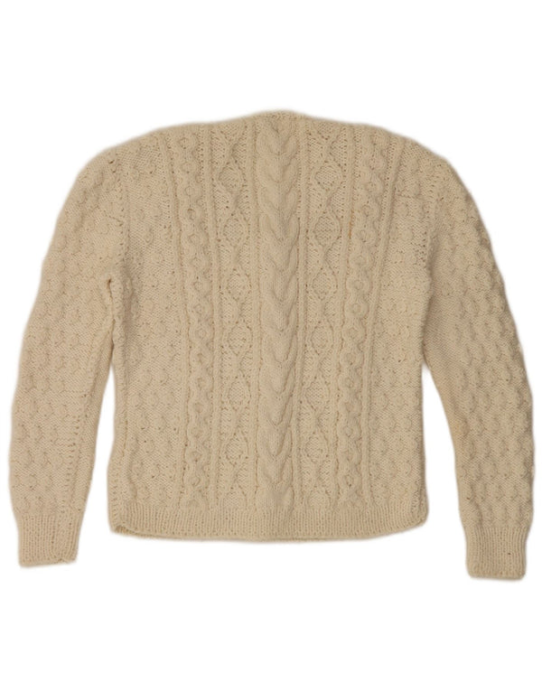 vintage Femme Cardigan Pull UK 10 Petit Off White