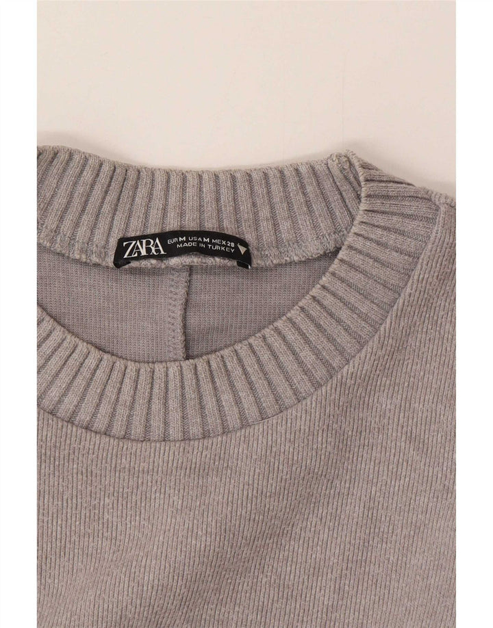 Zara Womens Loose Fit Blouse Top UK 14 Gris Moyen