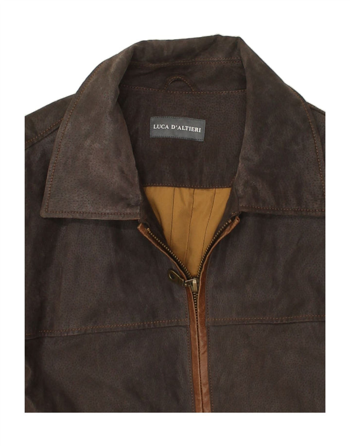 LUCA D'ALTIERI Veste en cuir pour homme UK 56 3XL Cuir marron