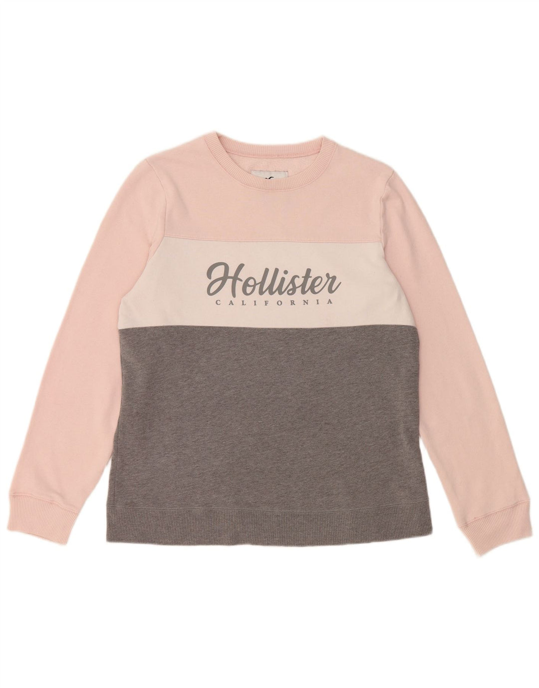 HOLLISTER Sweat-shirt graphique pour femme UK 16 Large Gris Colorblock
