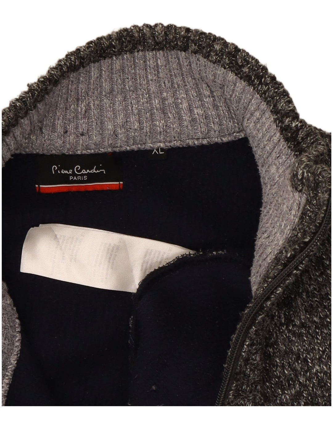 Pierre Cardin Pull col zippé homme XL gris rayé polyester