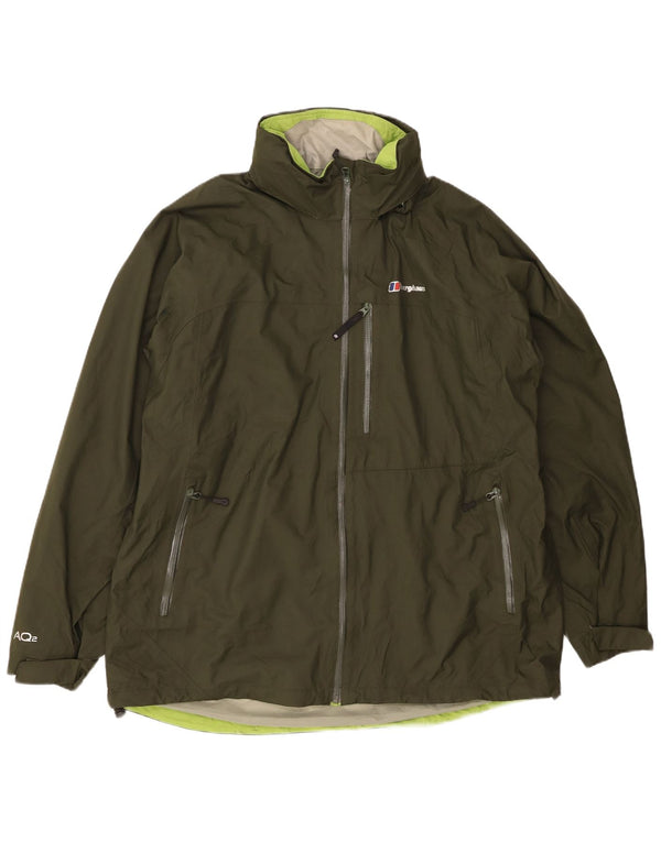 BERGHAUS Veste de pluie à capuche pour homme UK 44 2XL Kaki Nylon