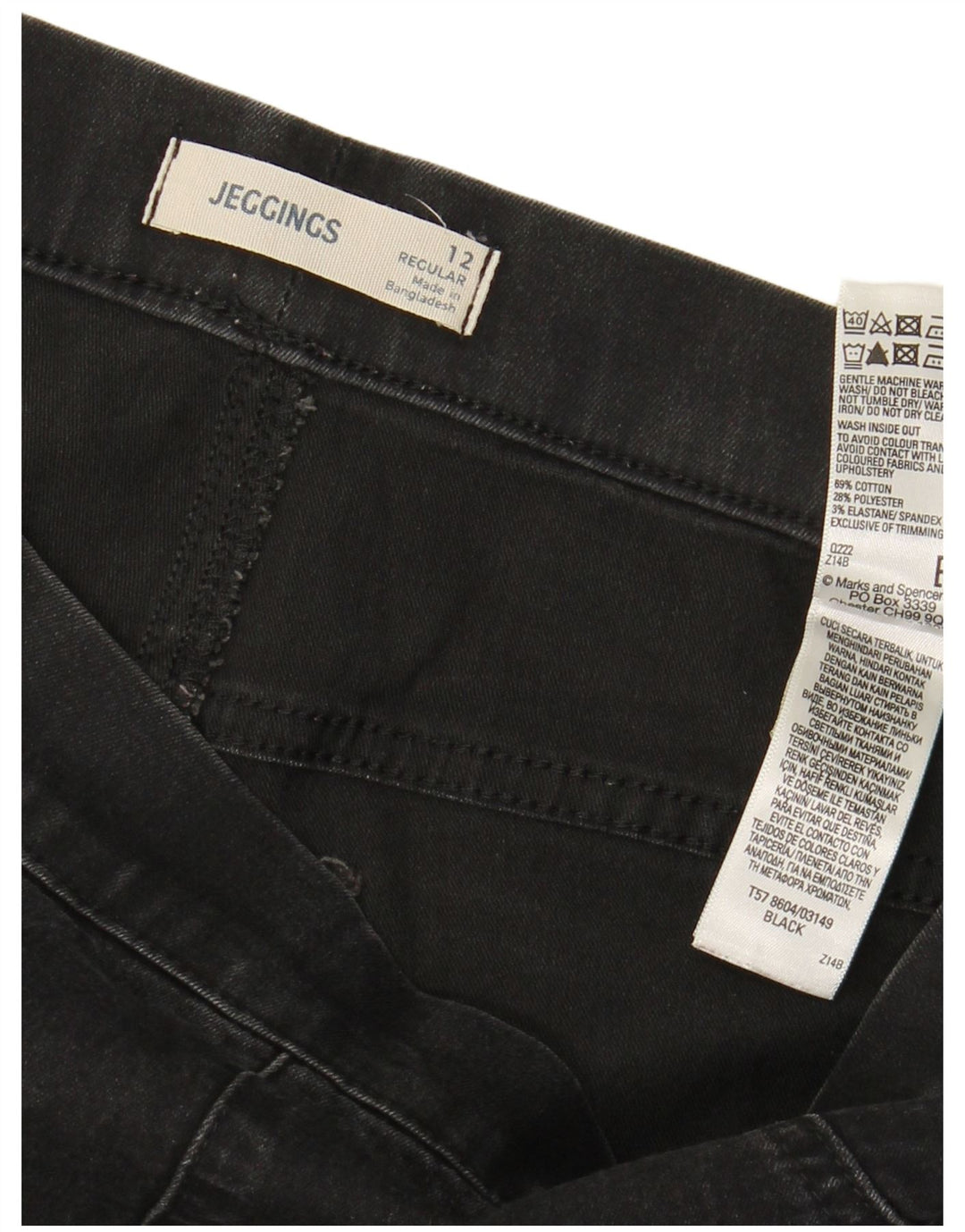 Marks & Spencer Jean jegging coupe régulière pour femme UK 12 Medium W30 L28 Noir
