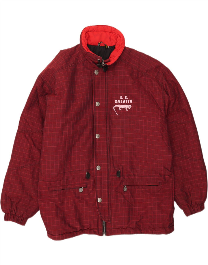 veste de ski homme vintage IT 52 XL Bourgogne Check Polyamide
