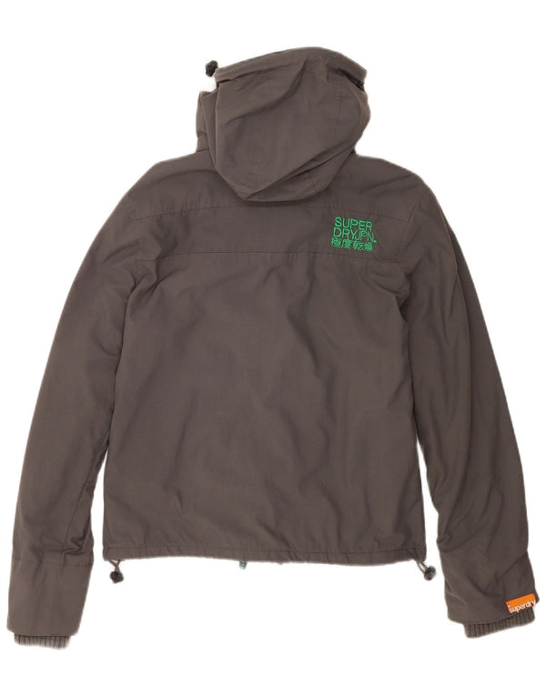 Superdry Veste coupe-vent à capuche pour femme UK 10 Small Gris Nylon