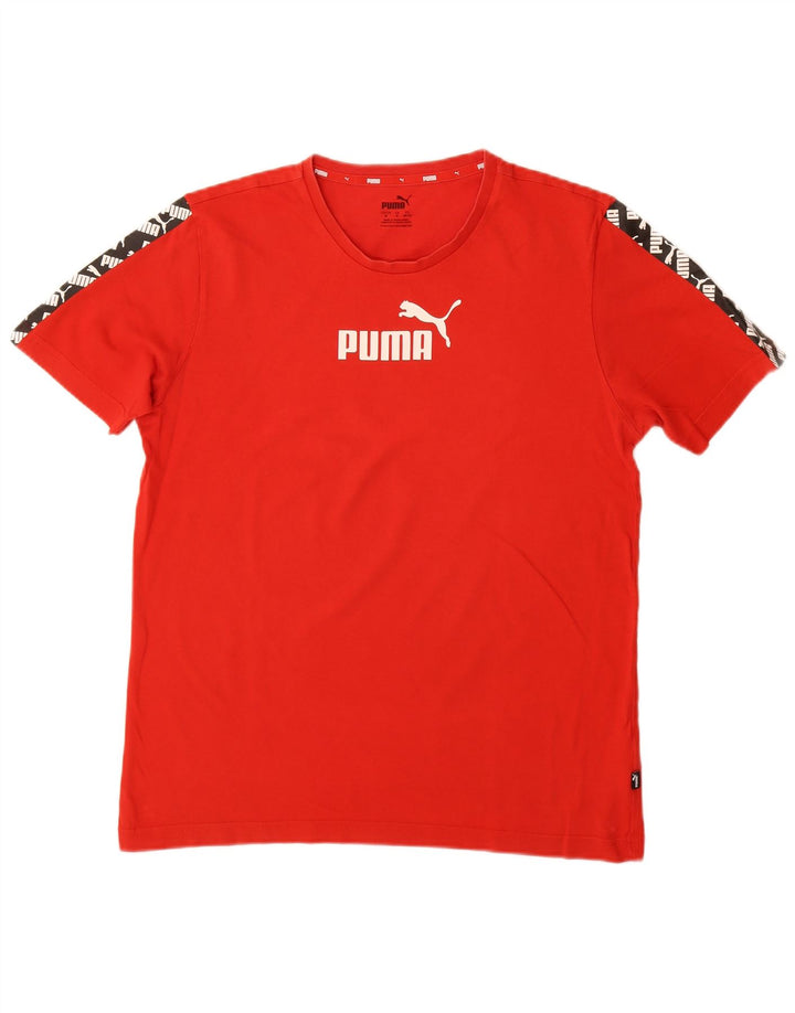 PUMA T-Shirt Graphique Homme Rouge Moyen Colourblock Cotton