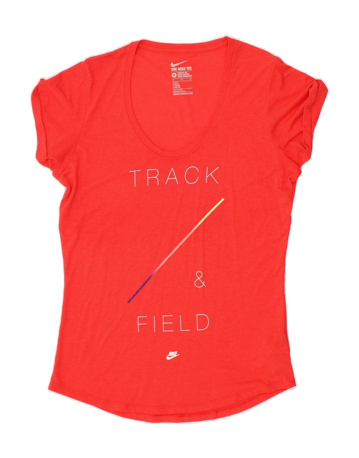 NIKE Womens Graphic T-Shirt Top UK 14 Medium Red Polyester Vintage Nike and Second-Hand Nike from Messina Hembry 