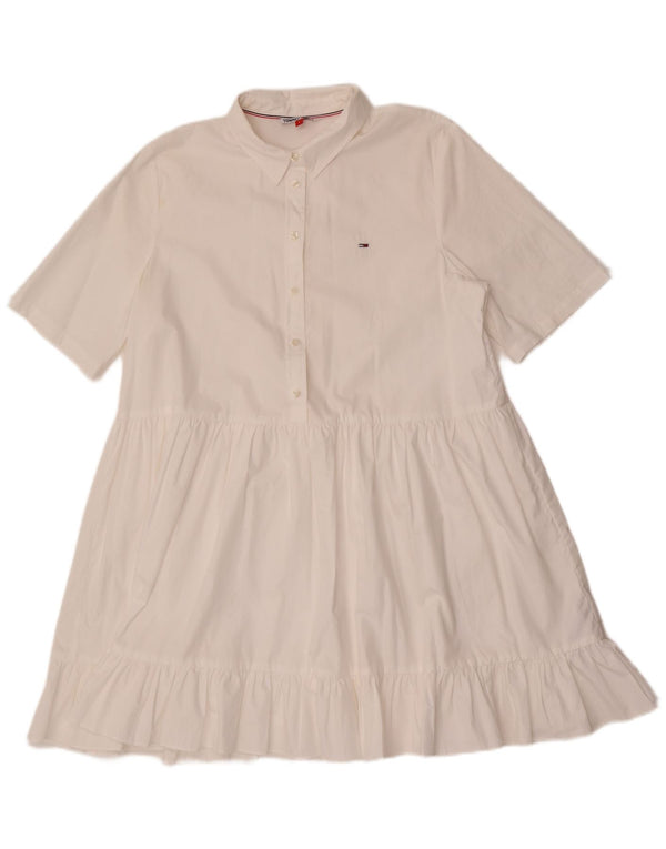 Tommy Hilfiger Robe trapèze pour femme UK 14 Grand coton blanc