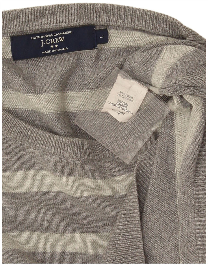 J. Crew Pull à col rond pour homme en coton rayé gris