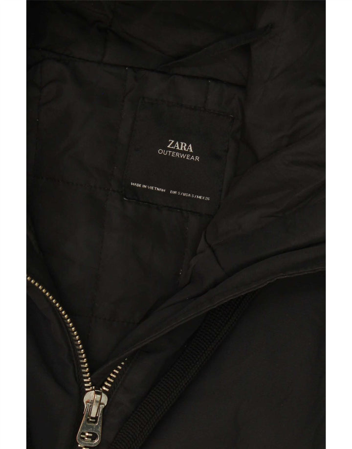 Zara Veste matelassée surdimensionnée à capuche pour femme UK 10 Small Noir