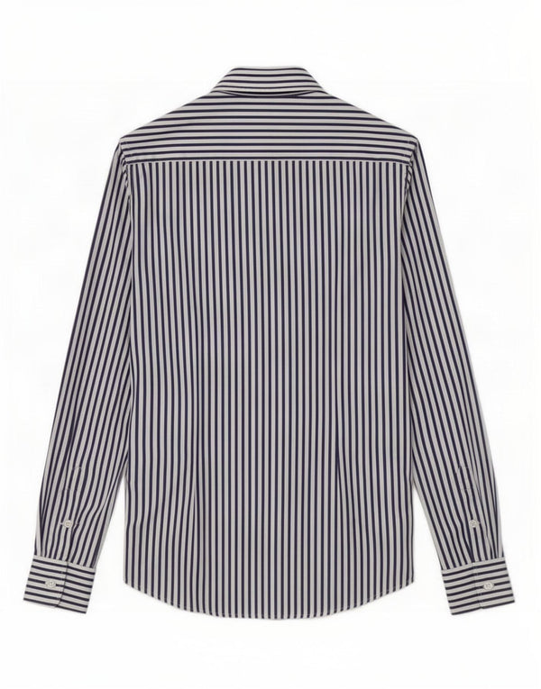 Ralph Lauren Chemise slim fit pour femme US 6 en coton à fines rayures bleu marine moyen
