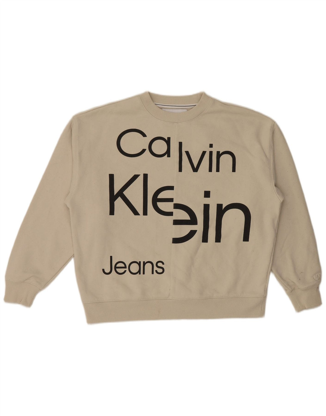 Calvin Klein Jeans Sweat-Shirt Graphique Homme Blanc Moyen Coton
