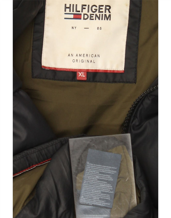 TOMMY HILFIGER Veste matelassée à capuche pour hommes UK 42 XL Noir Polyester