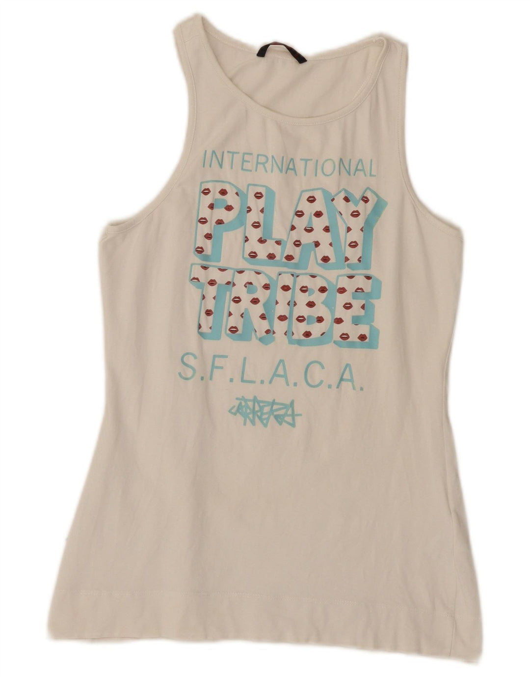Carrera Débardeur Graphique Femme UK 8 Petit Coton Blanc