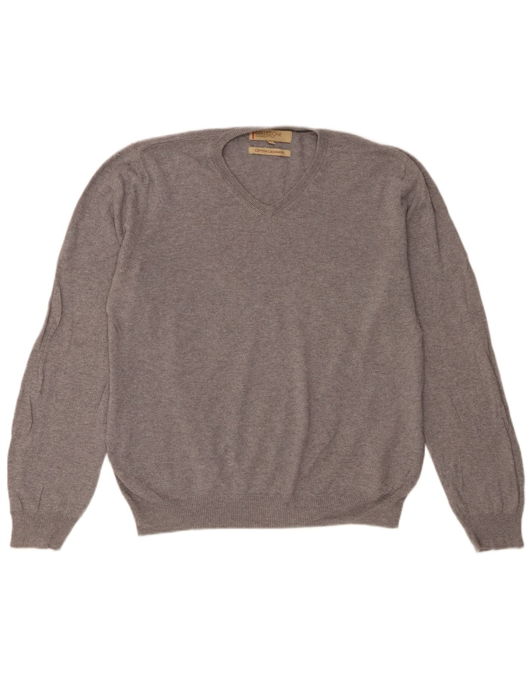 Marks & Spencer Pull Col V Homme Gris Moyen Coton