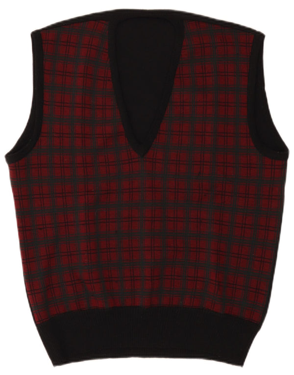vintage Mens Vest Débardeur Petit Carreau Rouge