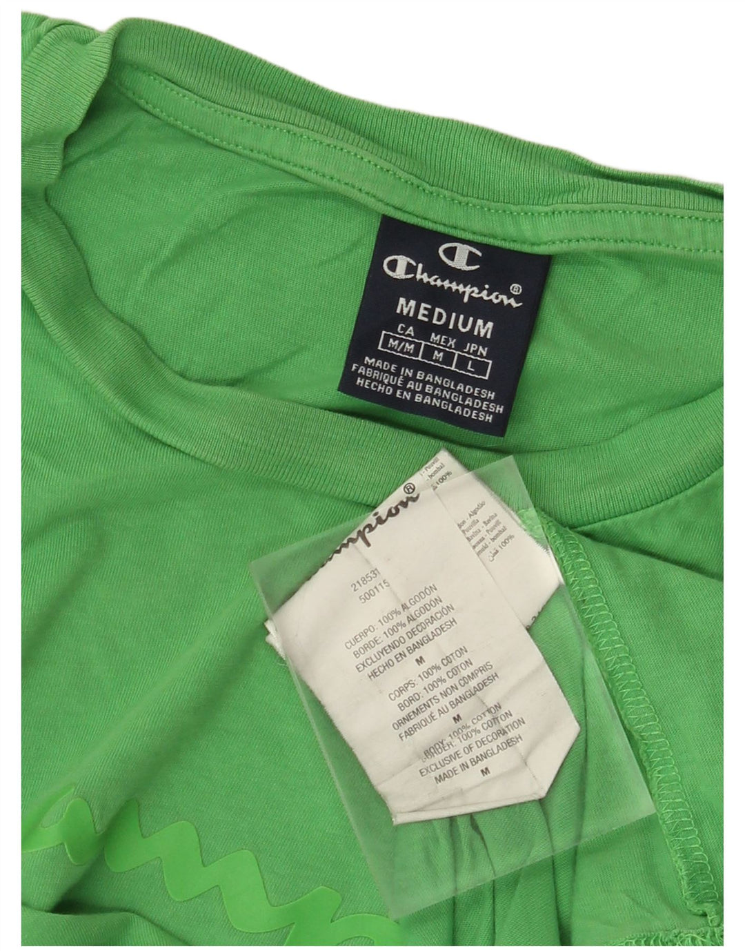 CHAMPION T-Shirt Graphique Homme Vert Moyen Coton