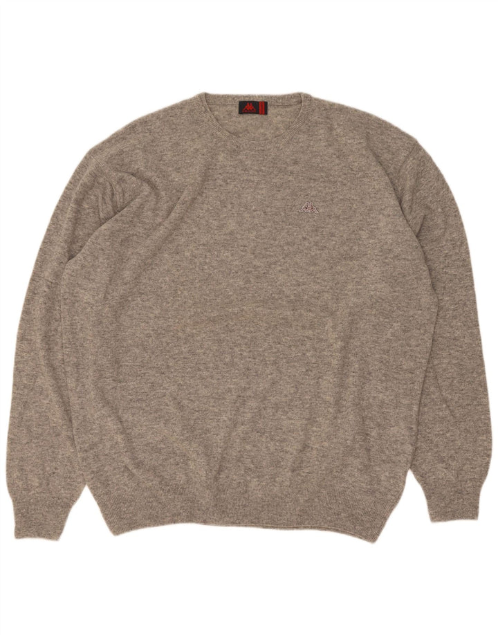 Kappa Pull à col rond pour homme 3XL Gris Laine d'agneau