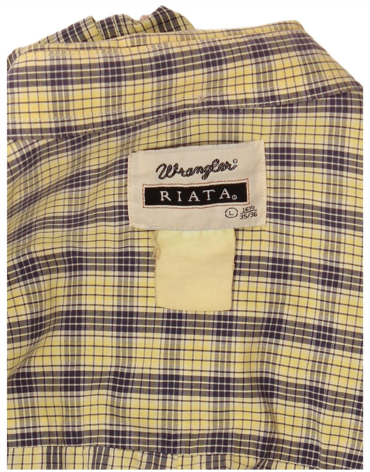 Wrangler Chemise Riata pour homme Taille 16 1/2 Grand carreaux jaunes