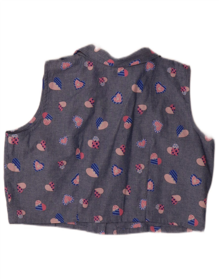 vintage Femmes 2 Pièces Jupe Ensemble Moyen W32 Bleu Géométrique