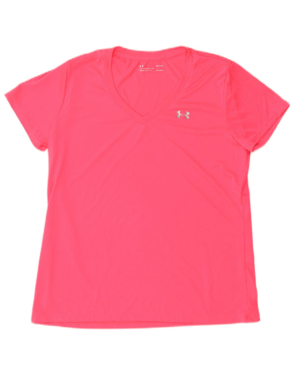 UNDER ARMOUR T-shirt Heat Gear pour femme UK 16 Large Rose