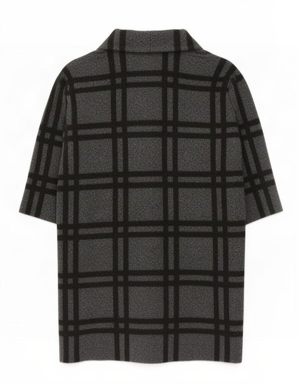 Zara Manteau surdimensionné pour femme UK 16 Grand gris à carreaux en polyester