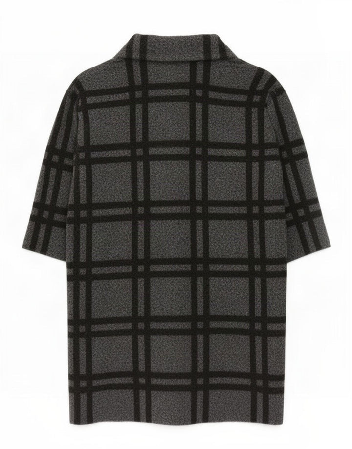 Zara Manteau surdimensionné pour femme UK 16 Grand gris à carreaux en polyester