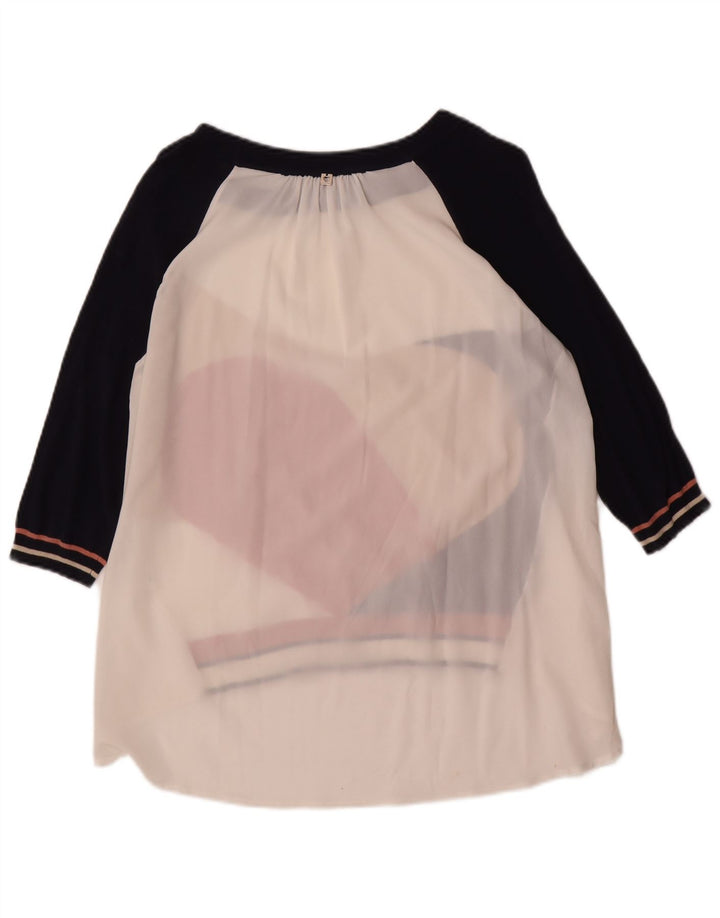 SIMONA BARBIERI Haut tunique à motif abstrait pour femme UK 16 Large Blanc