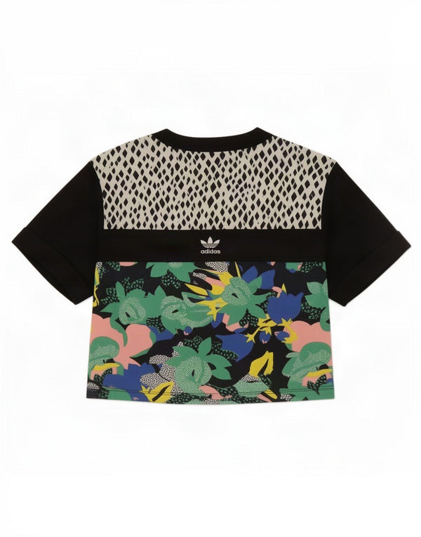 Adidas Womens Her Studio London Graphic T-Shirt Top UK 8 Petit Noir Floral