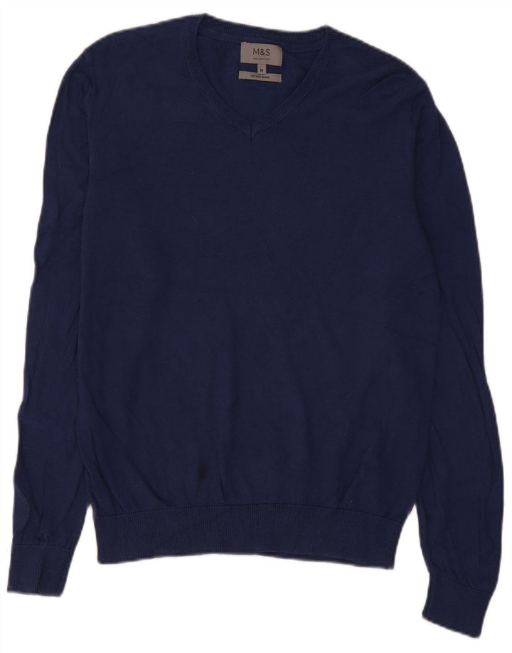 Marks & Spencer Pull col V Homme Bleu Marine Moyen Coton