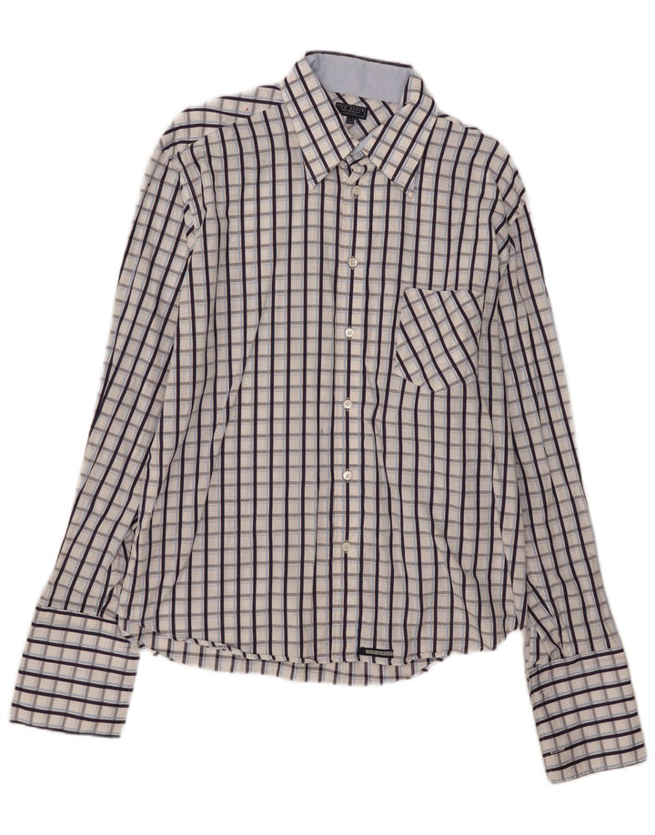 Ted Baker Chemise formelle pour homme Taille 5 XL Bleu à carreaux