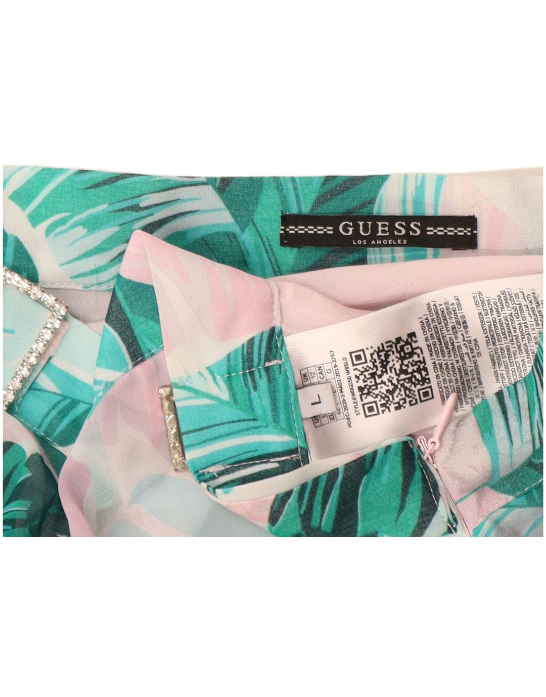 GUESS Jupe trapèze pour femme UK 12 Medium W28 Bleu Floral Polyester