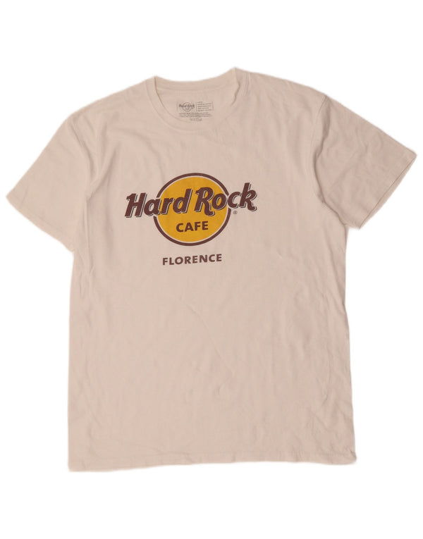 Hard Rock Cafe Mens Florence Graphic T-Shirt Top Large White Cotton