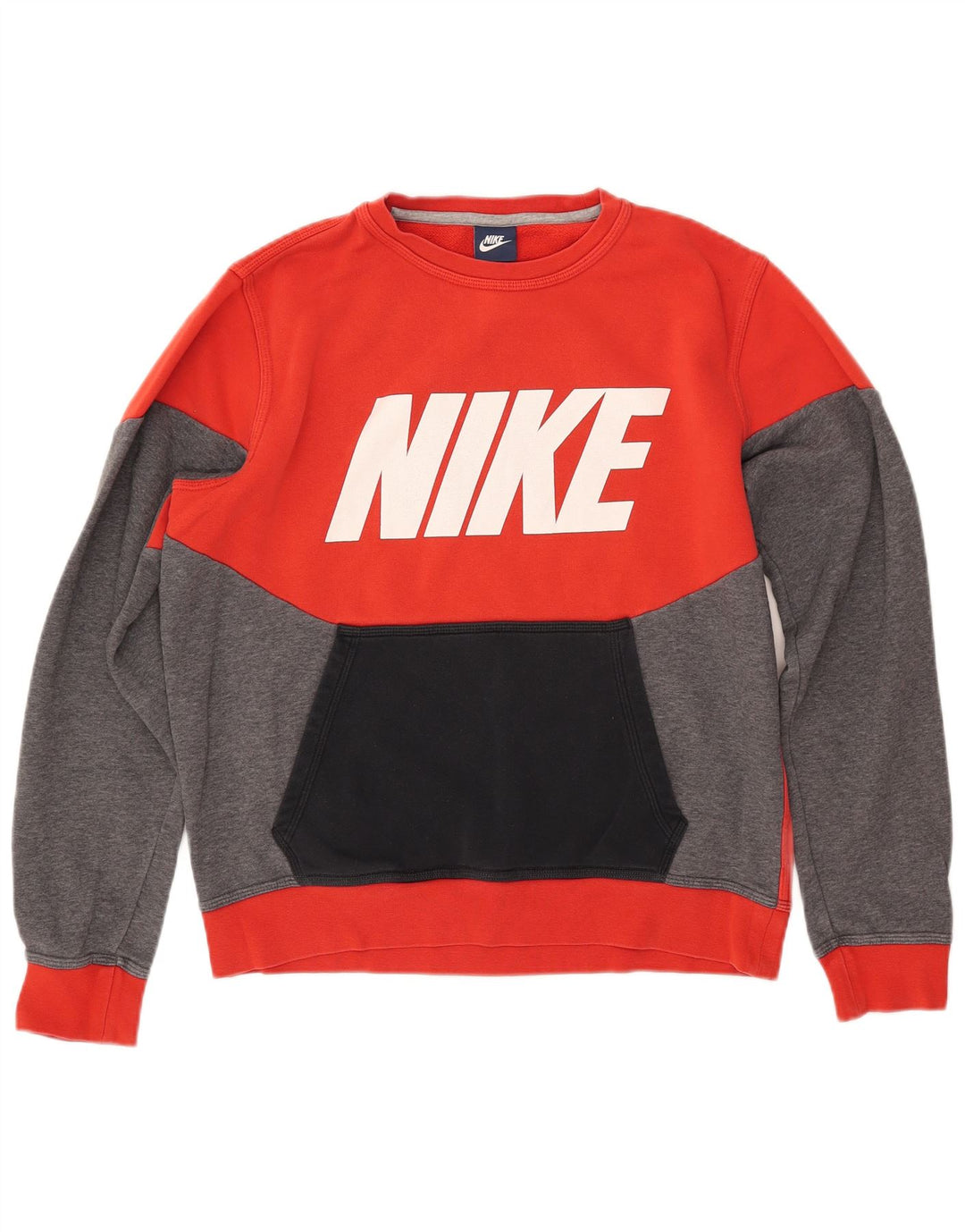 NIKE Sweat-shirt graphique en coton color block rouge moyen pour homme