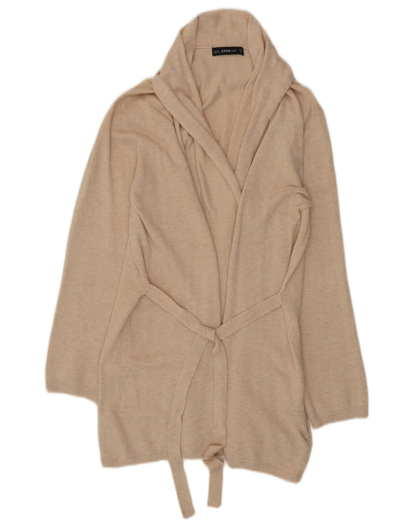 Zara Cardigan long pour femme en viscose beige moyen UK 12