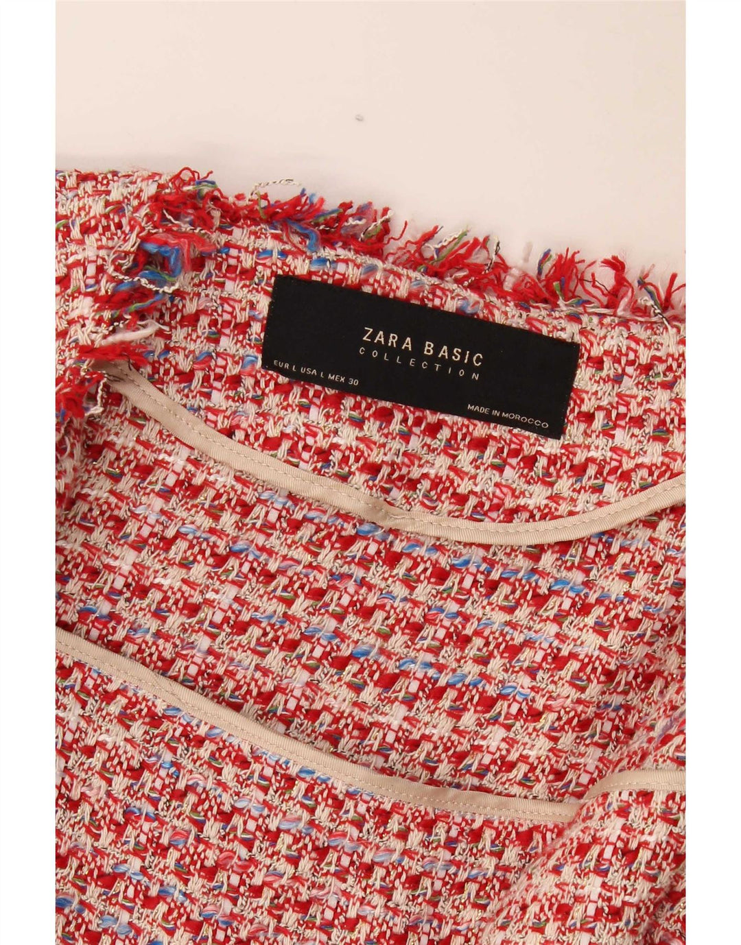 Zara Veste Boléro Ouverte Femme UK 16 Large Rouge Moucheté