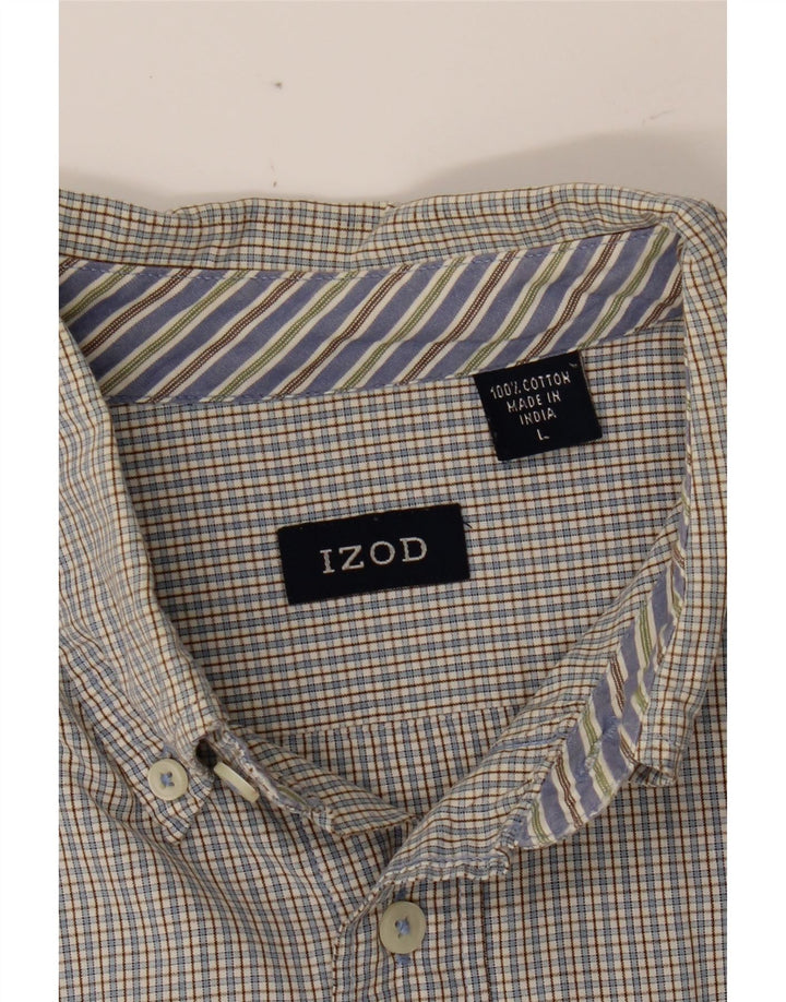 IZOD Mens Shirt Large Blue Check Cotton Vintage Izod and Second-Hand Izod from Messina Hembry 